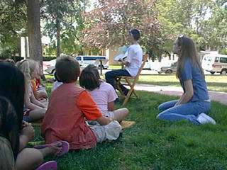 Story Time on the Meeker Lawn